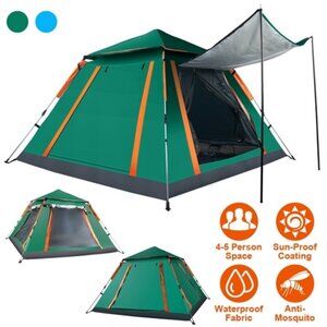 4-5 Person Camping Tent Outdoor Foldable Waterproof Tent with 2 Mosquito Net